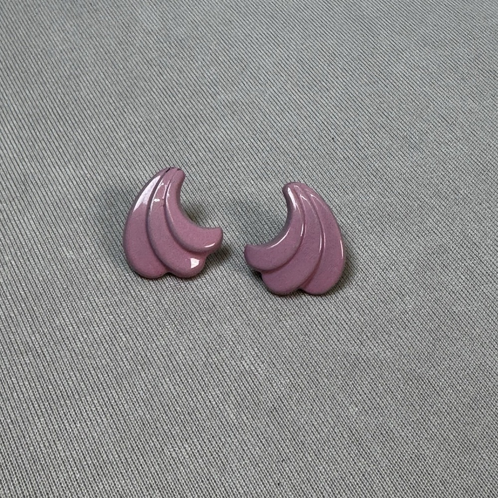 Vintage Rose Pink Metal Wings Retro 80's‎ Stud Earrings
